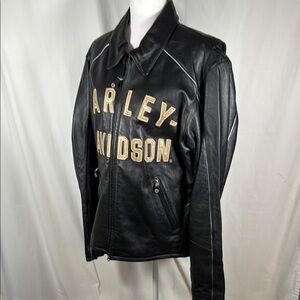 Harley-Davidson Black and Gold Leather Jacket